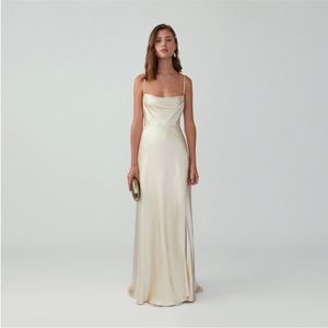 Fame & Partners Strappy Gown in Cream